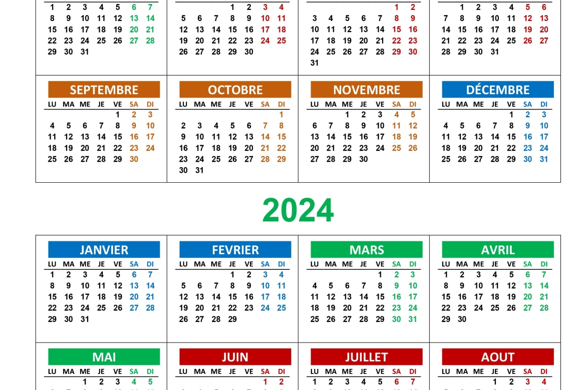 Calendrier de la saison 2023 2024